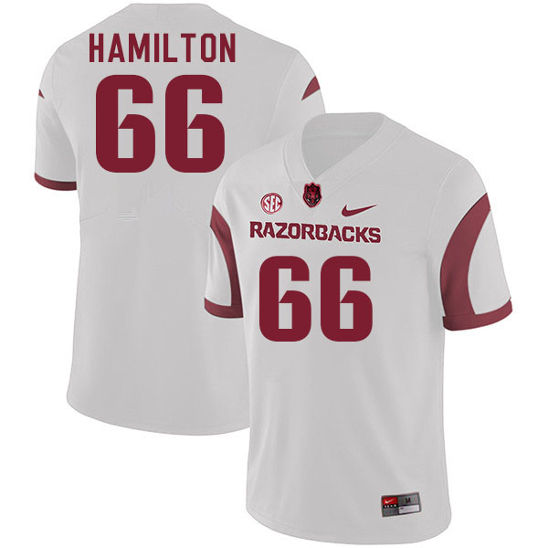 Men #66 Kai Hamilton Arkansas Razorback College Football Jerseys Stitched Sale-White - Click Image to Close